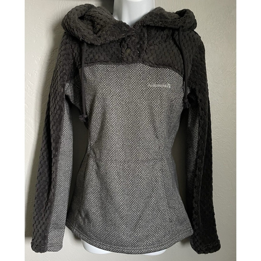 Avalanche Outdoor Gray Sweatshirt Pullover Fleece Womens Small Kangaroo Pocket